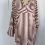 ZARA striped pink and white satin shirt dress Photo 0