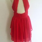 Halter Metallic Keyhole Open Back Dress Red Size M Photo 3