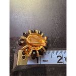 Vintage Womens Chunky Amber Floral Amber Gold Tone Clip On Earrings Retro Chic Brown Photo 3