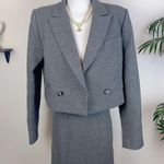 Sophie Rue  Wool Blended Monique Cropped Blazer and Mini Skirt Set in Charcoal Photo 3