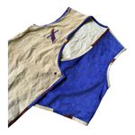 Vintage leather & suede vest high low button closing cream purple size medium Photo 2