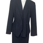 Lafayette 148 New York Blue Skirt Suit Straight Skirt Crossover Jacket Size 14 Photo 2