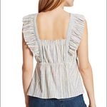 Ella Moss Striped Babydoll Top Square Neckline Flutter Sleeve Medium Large New Photo 10