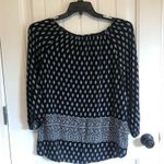 Fred David Womens 3/4 sleeve Black/white blouse with front tie strings Large Photo 2