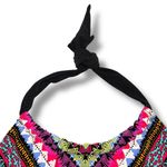 Aqua Green  Womens Tankini Swimsuit Top Geo Print Handkerchief Hem Halter Medium Photo 2