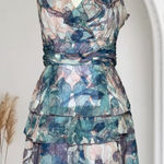 Connected Apparel Jessica Simpson Womens Sleeveless Tired Ruffle Party Dres Sz 8 Blue Pink Green Photo 0