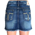 Ymi Denim Blue Jean Frayed Raw Bottom Hem Edge Mini Skirt ~ Women's Juniors 9 Photo 1