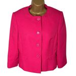 Tahari Arthur S. Levine Textured Cropped Blazer Lined Hot Pink 6 Photo 0
