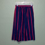 Vintage pleated midi skirt • navy blue with red stripes • modest • 70s 80s Photo 1