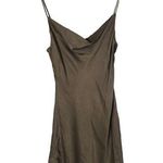 ZARA  Brown Cowl Neck Satin Slip Mini Dress XS Photo 0