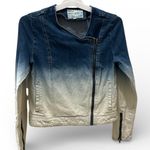 RVCA  Shack Up Blue Ombre Moto Crop Denim Jacket Women's Size M Med Photo 0