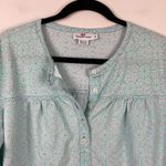 Vineyard Vines  Blouse Long Sleeve Cotton Women’s Size Medium Teal Blue Photo 2