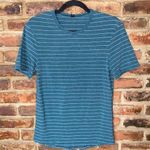 Teal Green & White Striped Short Sleeve Athletic T Photo 0