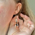 Vintage White Pink Dangle Pearlescent Earrings “Arwenne” Pastel Feminine Soft Jewelry Photo 7