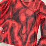 Red & Black Mesh Long Sleeve Top Size M Photo 4