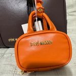 Steve Madden Bharlan Chocolate Shoulder Handbag with Bold Orange Mini Purse Photo 4