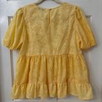 Moon River Butter Yellow S Puff Sleeve Boho Tiered Cottagecore Floral Blouse Photo 2