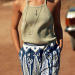 Anthropologie NWT Farm Rio Tropez Joggers Pants in Blue and White, New with Tags Photo 2