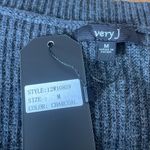 Very J NWT women’s oversized charcoal sweater w/open shoulders 3/4 sleeves M Photo 5