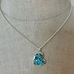 Relic by Fossil Teal Crystal Pave Heart Pendant Necklace Photo 1