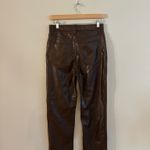 Abercrombie & Fitch The 90s Straight Ultra High Rise Brown Leather Photo 7
