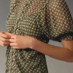 Anthropologie  Puff Sleeve Twee Mesh Midi Floral Feminine Dress Cottagecore Boho Photo 0