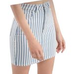 Garage Blue and White Striped Stretch Denim Mini Skirt Size Medium Photo 0