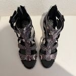 Vince Camuto Frenton Starlight Snake Print Cage Sandals Pewter Gray White 9 Photo 2