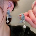 New Luxury Zircon Water Drop Earrings for Women Korean Fashion Rhineston Gold Photo 9