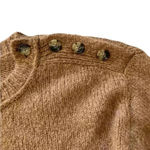 J.Crew Womens  Chunky Button-Shoulder Crewneck Sweater Alpaca Wool Size XXS Brown Photo 4