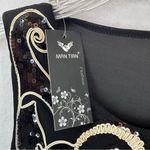 NWT Man Tian Sequence Sleeveless Mini Dress Swirl Small Black Photo 2