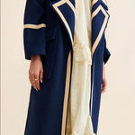 Nocturne Military Trimmed Overcoat Free People Ivory Trim & Navy Blue sz Medium Photo 0