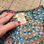 Flying Tomato Anthropologi Size Med Teal Blue Coral Floral Print Sun Dress Boho Photo 2