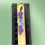 Handmade Tropical Purple and Blue Floral Earrings Photo 4