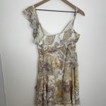 LINI Naomi Ruffled Vneck Mini Dress Womens Large Floral White Photo 4