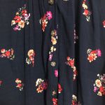 Democracy  Rayon flowy floral button down‎ long sleeve blouse shirt size XL navy Photo 3