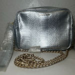 Victoria's Secret NWT  2016 Fashion Show Silver Crossbody Purse Tassel‎ Snakeskin Photo 0