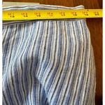Chico's Linen Capri Pants Size 3 (16) Blue White Striped Button Accents Coastal Photo 7