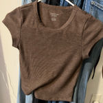 American Eagle Brown Waffle  Sleeve Long Shirt Small Photo 0