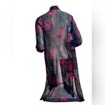 Ember Floral Rose Open Front Sheer Mesh Kimono Cardigan Size M Black Size M Photo 3