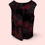 Rock & Republic Cute burgundy black crushed velvet stretchy mesh metallic trim top Y2K oversized Photo 2