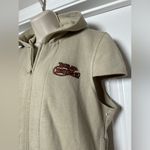 Vintage Harley Davidson Cream Short Sleeve Novelty Biker Gear Vest Womens Hoodie Size XL Photo 2