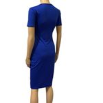 Royal Blue Short Sleeve Midi Bodycon Shirt Dress Womens Small Photo 3