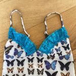 Omighty Butterfly Graphic Cami with Blue Lace White Photo 2