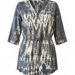 Cloth & Stone Gray White Tie-Dye Romper 3/4 Sleeve Women’s Size XS Anthropologie Photo 0