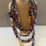 Barse Multi Color Mother Of Pearl Statement Necklace SS Chain and Clasp🔥 Purple Photo 2