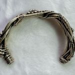 Vintage Silver Metal Ball and Helix Small Wrist Heavy Open Cuff Bracelet Photo 2