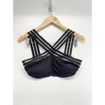 Kenneth Cole  Swimming Top Size Medium Black Stretch Crisscross Padded Photo 1