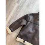 ZARA Women’s Small Moto Double Faced Black Faux Leather Shearling Aviator Jacket Photo 10