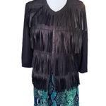 GRAYSE Jacket Womens Size L Black Fringe Leather Tiered Bohemian Western Chic Size L Photo 1